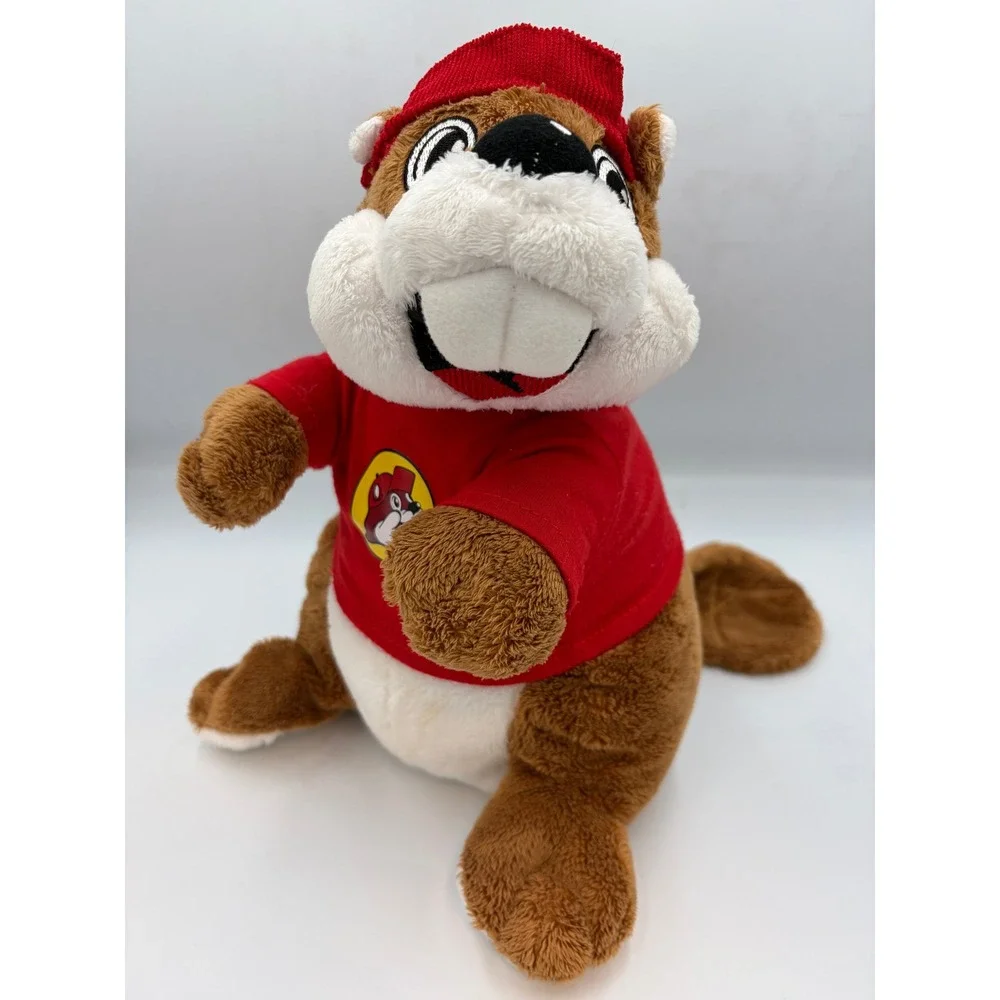 Buc-ee's Plush Beaver Mascot Red T-Shirt Corduroy Hat Stuffed Animal 10 Inch